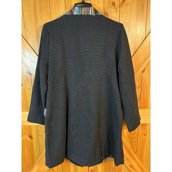 Black Plaid Jacket by DONNA WHITE Coats Size Large nwt (4912) - Image 6