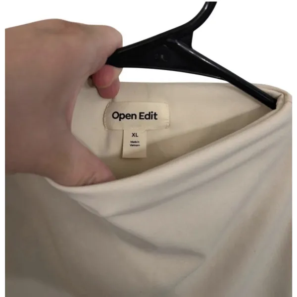 Open Edit NWOT Nordstrom Mock Neck Neutral Cream Thong Layering Bodysuit XL - Image 3