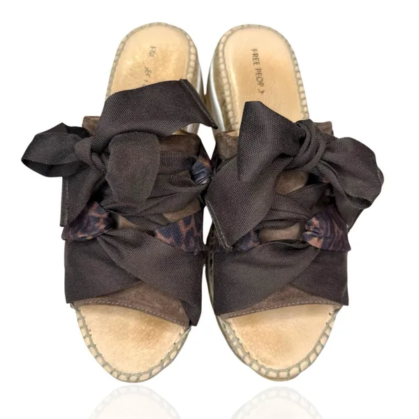 Free People Chapmin Ribbon Espadrilles EU 37‎ US 6.5 Platform Sandals Leopard - Image 5