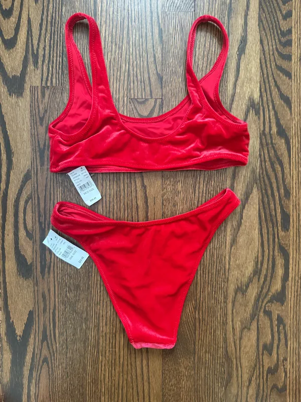 Kendall and Kylie Crushed Velvet Red Bikini - Image 2