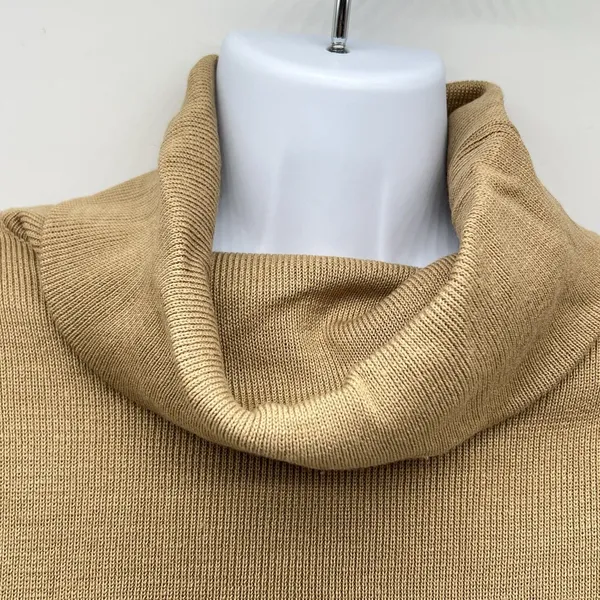 VTG Joyce Women’s Belted Turtleneck Long Sleeve Tan Knit Sweater Acrylic-Size M - Image 3