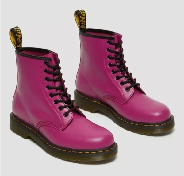 Dr. Marten’s 1460 Smooth Leather Lace Up Boots in Pink - Image 2