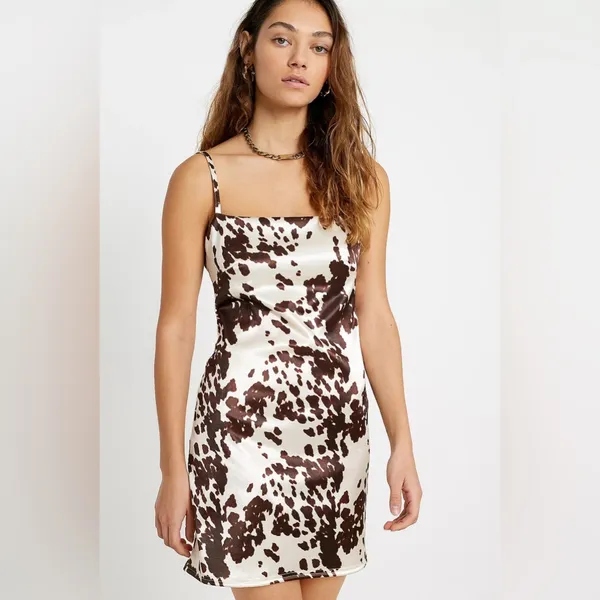 Urban outfitters UO Cow Print Sateen Mini Dress - Image 5