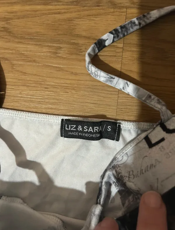 Y2K Liz & Sari’s Newspaper Print Bustier Crop Top Women’s Small Corset - Image 4