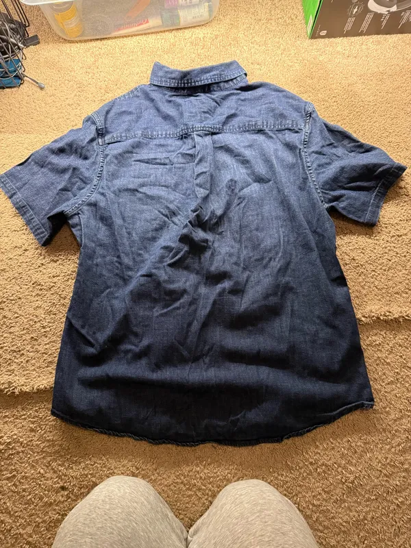 Blue Short Sleeve Button Up Size M - Image 3