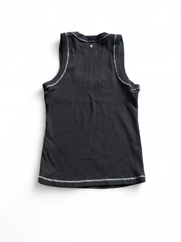 Pilcro Sunny Scoop Neck Icon Tank Black w White Contrast Stitching Sz XS Ribbed - Image 4