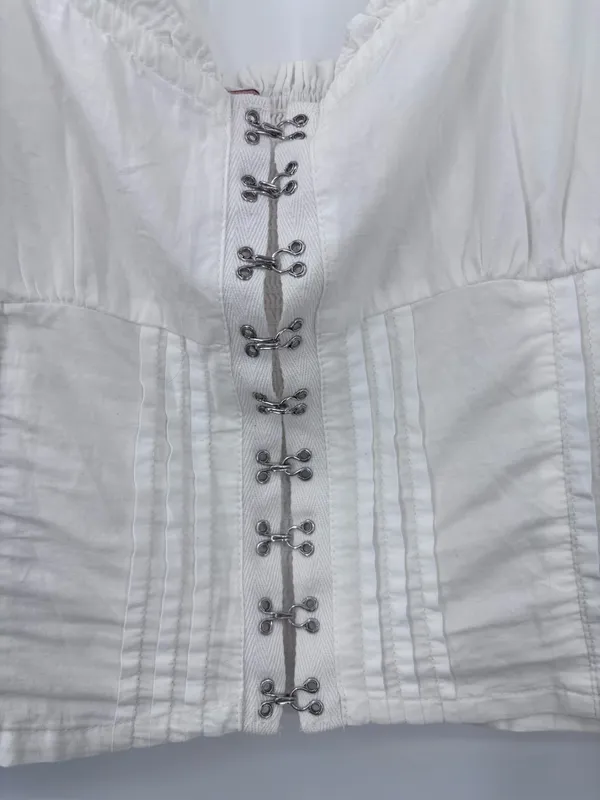 Free People White Hook-and-Eye Ruffle-Trim Crop Camisole - Image 4