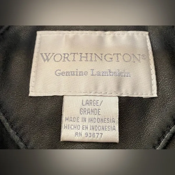 WORTHINGTON lambskin leather longline vintage classic button coat jacket size L - Image 7