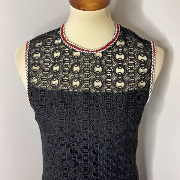 Sandro Lace Crochet Embroidered Franck‎ Mini Dress Sleeveless Ruffle Pleated Hem - Image 6