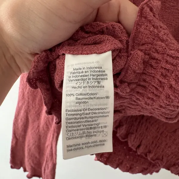 Madewell Smocked Bell‎ Top Mauve Dusty Pink Long Sleeve L2497 - Image 8