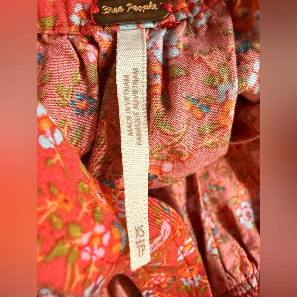Free People Petunia Mini Dress Poppy‎ Combo Floral Smocked NWT XS - Image 3