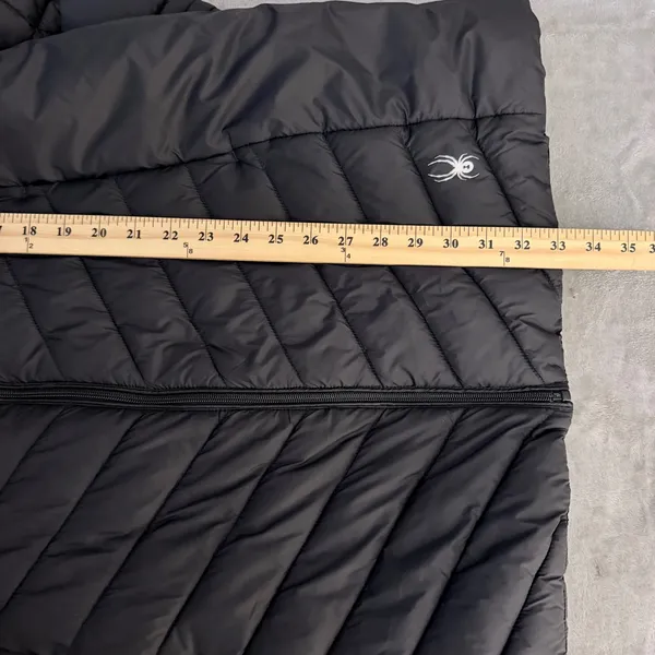 Spyder Puffer Jacket Women's Winter Long Hooded Full Zip Quilted Large Black - Image 4