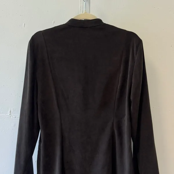 Dressbarn Olive Green Faux Suede Embroidered Blazer Jacket Size 12 Vintage Style - Image 6