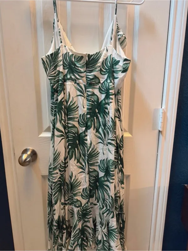 Sandy & Sid White Spaghetti Strap Dress Green Size M - Image 3