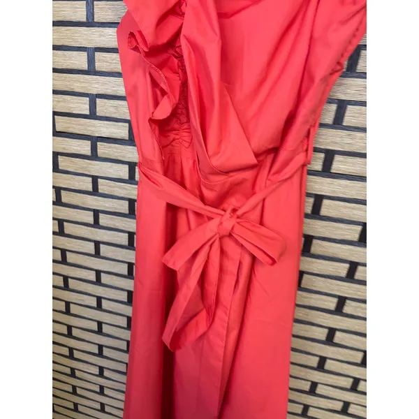 Zesica‎ Red One Shoulder Belted Ruffle Midi Dress Size XL - Image 6