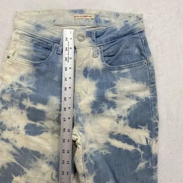 Levi's Jeans Womens 27 721 High Rise Skinny Ankle Acid Wash‎ Raw Hem - Image 4
