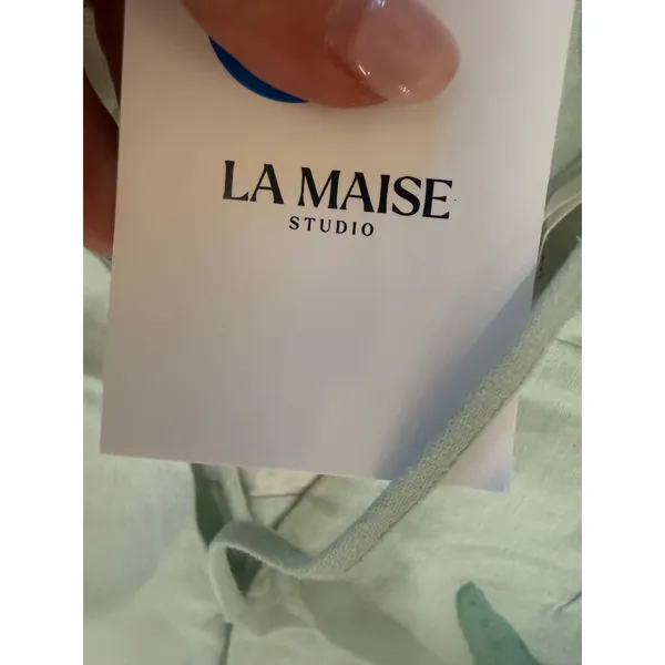 NWT La Maise Studio Marie Maxi Dress Reef Print Linen Blend A-Line‎ XL $224 - Image 5