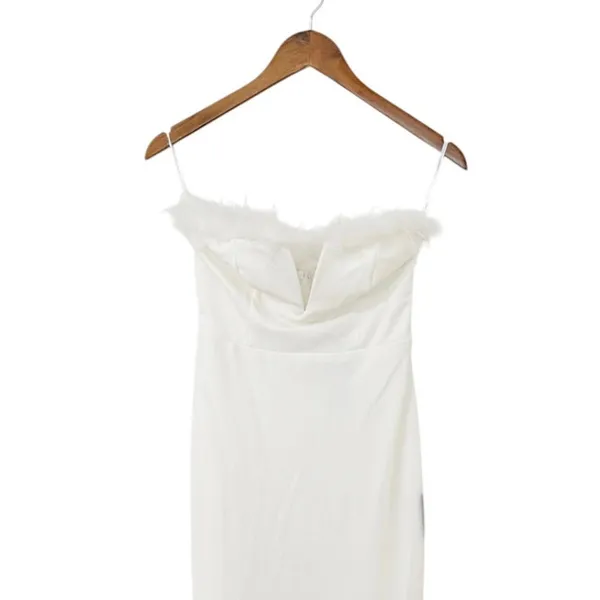 Lulus Extraordinary Glam White Feather Strapless Mermaid Maxi Dress size S NWT - Image 5
