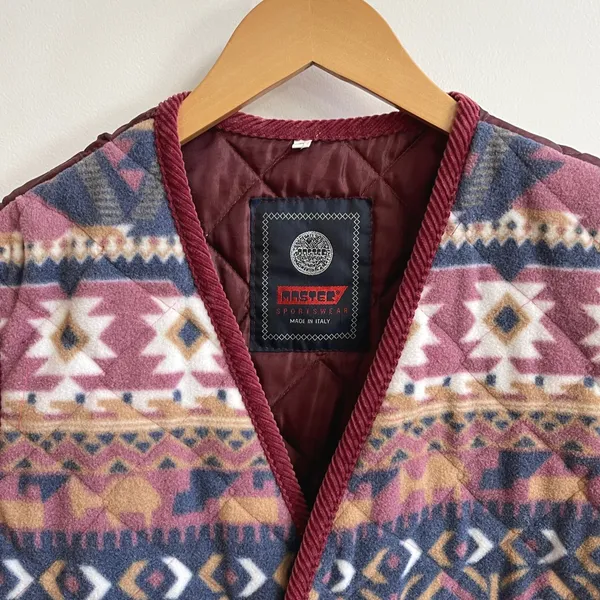 MASTER Sportswear Quilted Aztec Fleece Vest‎ Women's Size Medium Made in Italy - Image 3