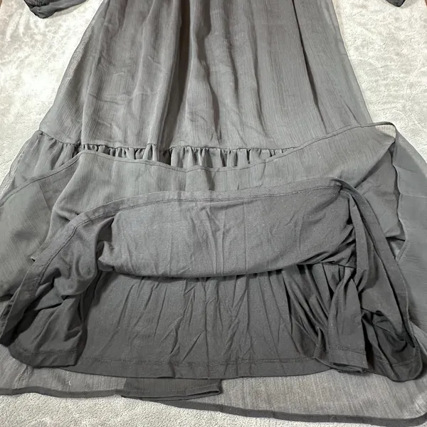 Soft Surroundings Olga Black Sheer Lined Tiered Maxi Dress L Elegant Timeless - Image 7