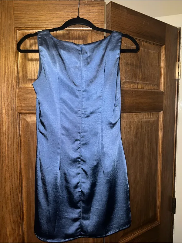 Orana Mini Dress in blue slip dress - Image 4