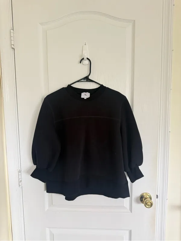 G Label by Goop Cutler Puff Sleeve Sweatshirt in Black - Image 5