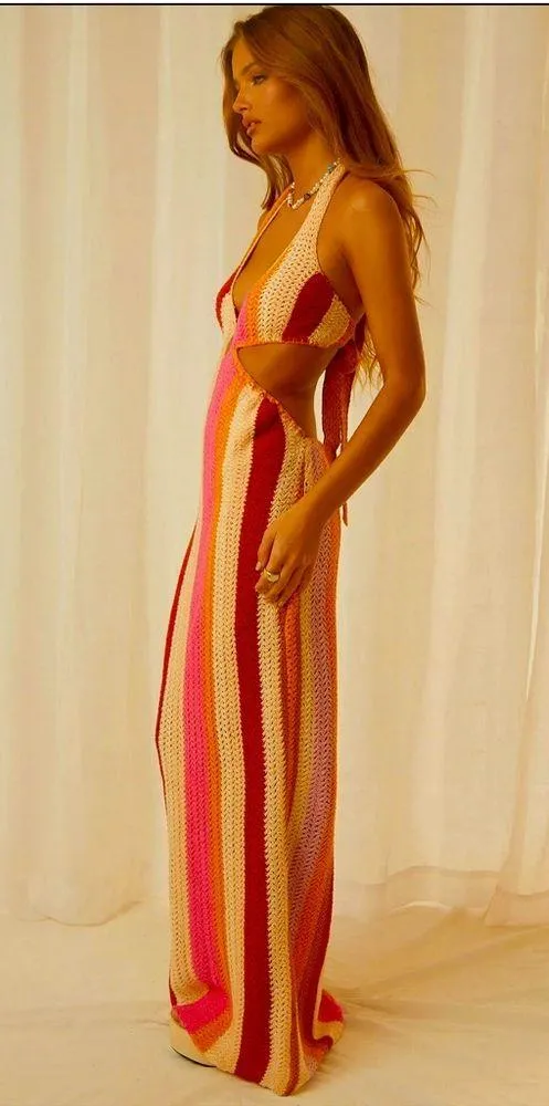 NWOT Peppermayo Haven Crochet Maxi Dress S/M ivory beachwear resort honeymoon - Image 5