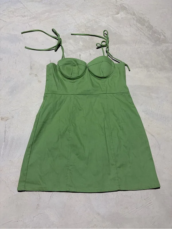 Majorelle Green Kami Tie-Shoulder Mini Dress large - Image 2