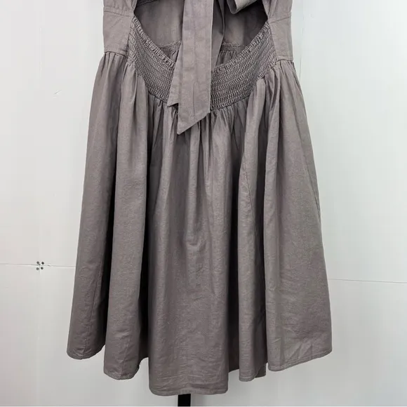 Wishlist Apparel Dress Women L Gray Cotton Ruffle Tie Back Cottagecore Boho Mini - Image 6