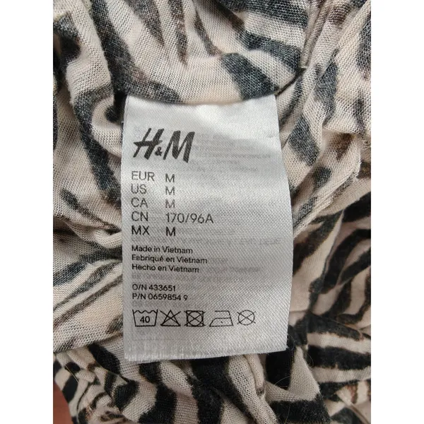 Women’s H&M Zebra Print Tunic Top Beige Black Size Medium - Image 5