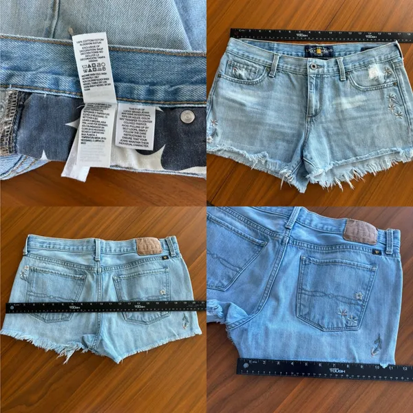 Lucky Brand The Cut Off Shorts 6 28 Floral Embroidered Denim Boho Summer Fairy - Image 4
