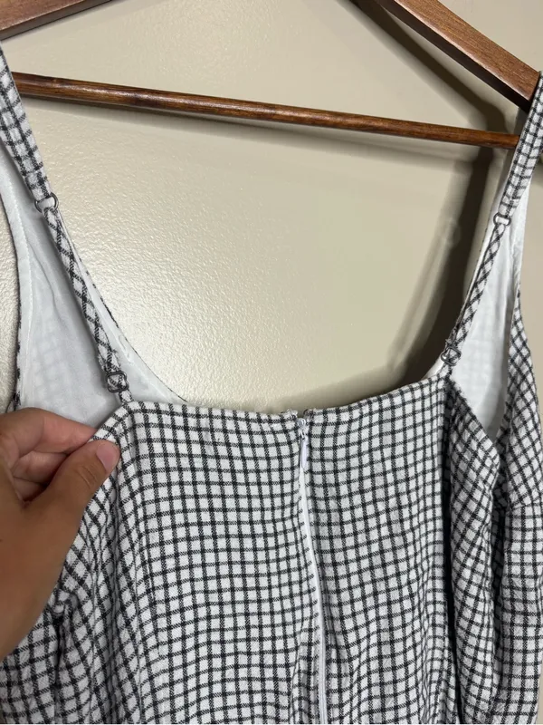 Abercrombie & Fitch 90s Gingham Print Linen Blend Mini Dress - Image 9