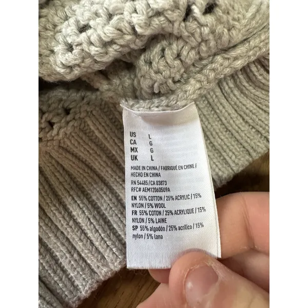 American Eagle Women Size Large Chunky Knit Sweater Preppy Ribbed Wool‎ Blend - Image 9