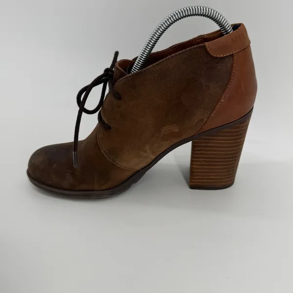 Tommy Hilfiger Duff Brown Suede‎ Leather Lace Up Block Heel Ankle Booties 8.5M - Image 5