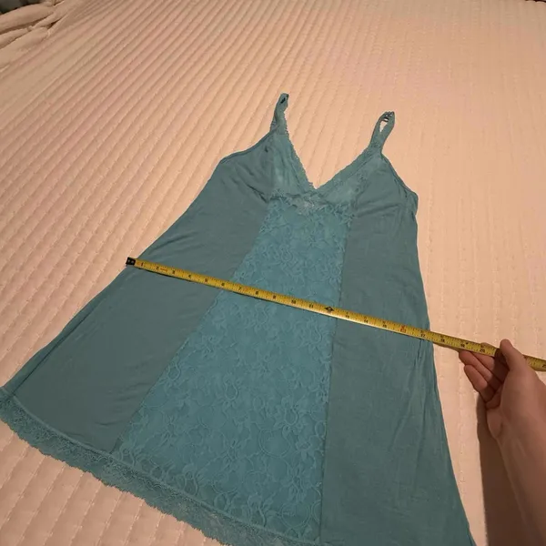 Victoria’s Secret Blue Slip Nightie M Medium See Through Lace Center Strips - Image 9