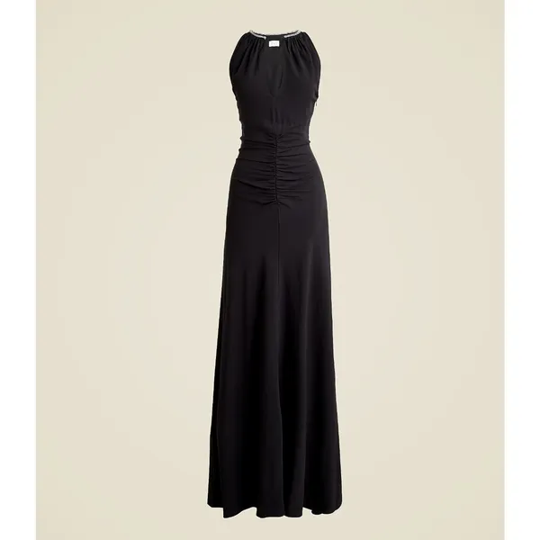 J.Crew Collection Full Length Embellished Ruched Dress Black Formal US 6 NWT - Image 5