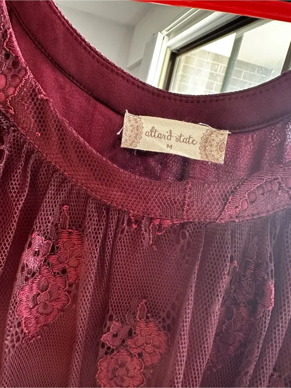 Altar'd State Maroon Lace Mini Dress - Image 4