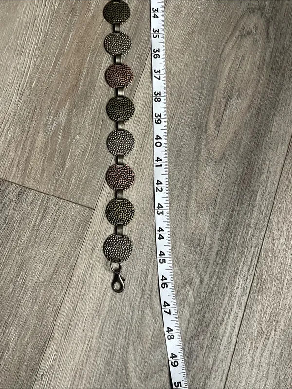 Vintage Mixed Metal Textured Disc Link Chain Belt Boho Adjustable Statement - Image 5