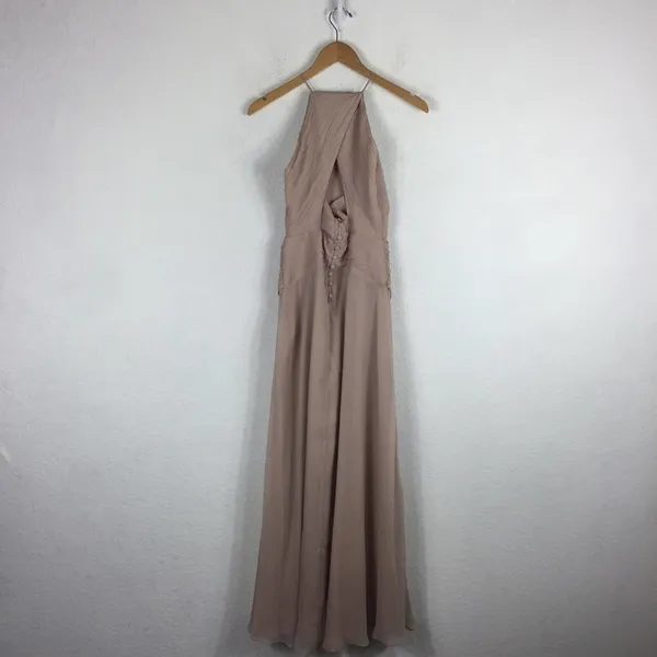 ASOS Design Bridesmaid Pink Blush Pinny Ruched Bodice Chiffon Maxi Dress Size 2 - Image 15