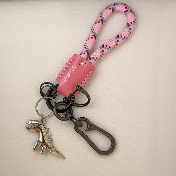Dinosaur Car Keychain for Men Women Braided Rope Carabiner Keychain Bag Charm - Image 3