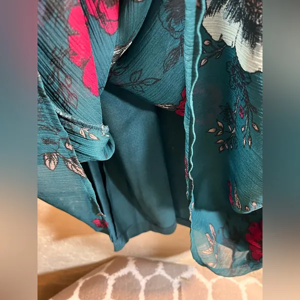 Mudd Floral Teal Spaghetti Strap Tank mini dress XL - Image 4