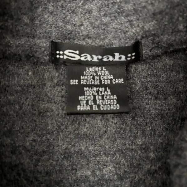 Vtg y2k Sarah 100% Wool Jacket Sz L Gray Minimalist Normcore Corporate Chic - Image 4
