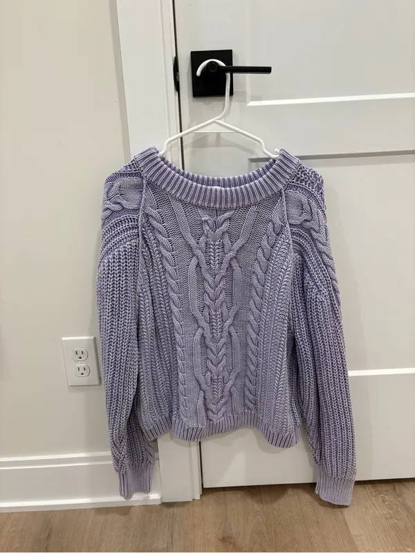 Free People Frankie Cable Knit Sweater Size Medium 100% Cotton - Image 2
