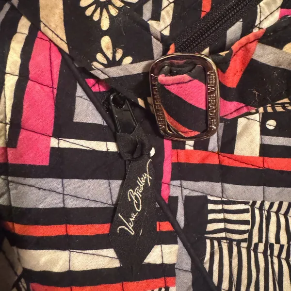 Vera Bradley Northern Stripes Crossbody Bag Quilted‎ Black White Pink - Image 5