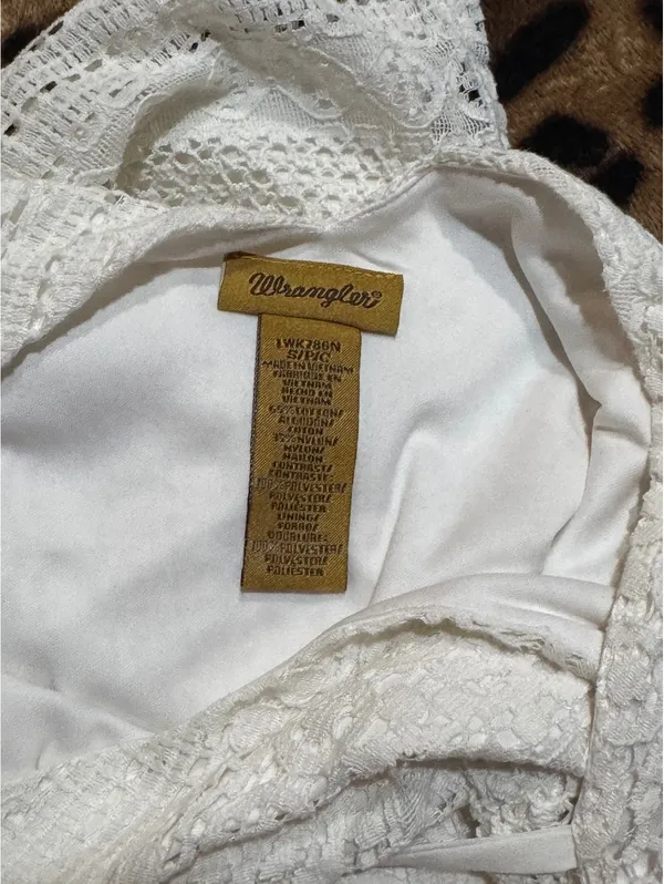 Wrangler Western Cream Lace Shift Dress Size S - Image 5