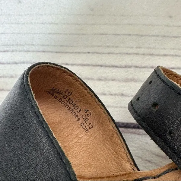 BORN Cork 3” Wedge Heel Strappy Slip-On Black Leather Sandals Sz‎ 10 Platform - Image 8