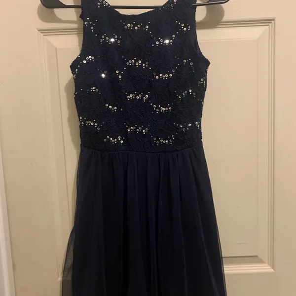 Navy blue sleeveless micro mini dress with sequins - Image 3