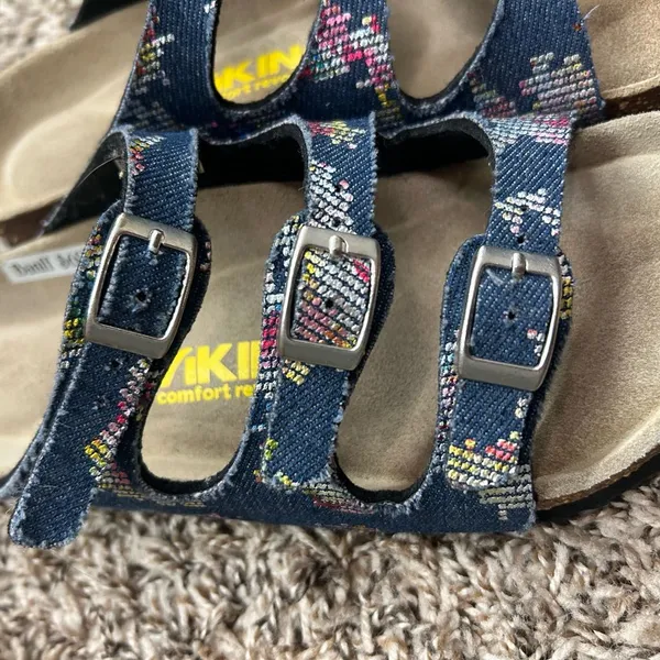 Viking Sandals Womens 37 Banff Slip On Slides Multicolor Buckle Casual Denim - Image 2