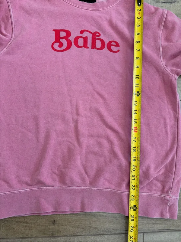HATCH Pink Crewneck Pullover ‘Babe’ Sweatshirt Maternity Boho Casual 1/ Small - Image 7