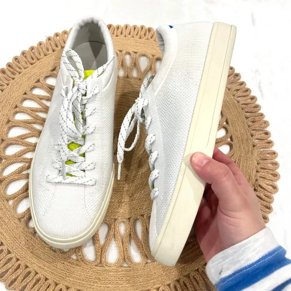 Rothy's The Lace Up Sneaker Chartreuse White Knit Size Women's 9 - Image 2